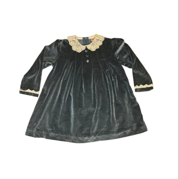 Beautique Other - Vintage Beatique Girls Velvet Dress Size 5 –Blue Holiday Dress with Lace Collar